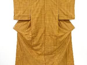 アンティーク　格子織り出し米沢紬着物